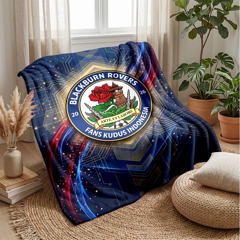 Blackburn Rovers Football Print Flannel Blanket, Soft Warm Lightweight Throw Blanket for Sofa Bed Camping