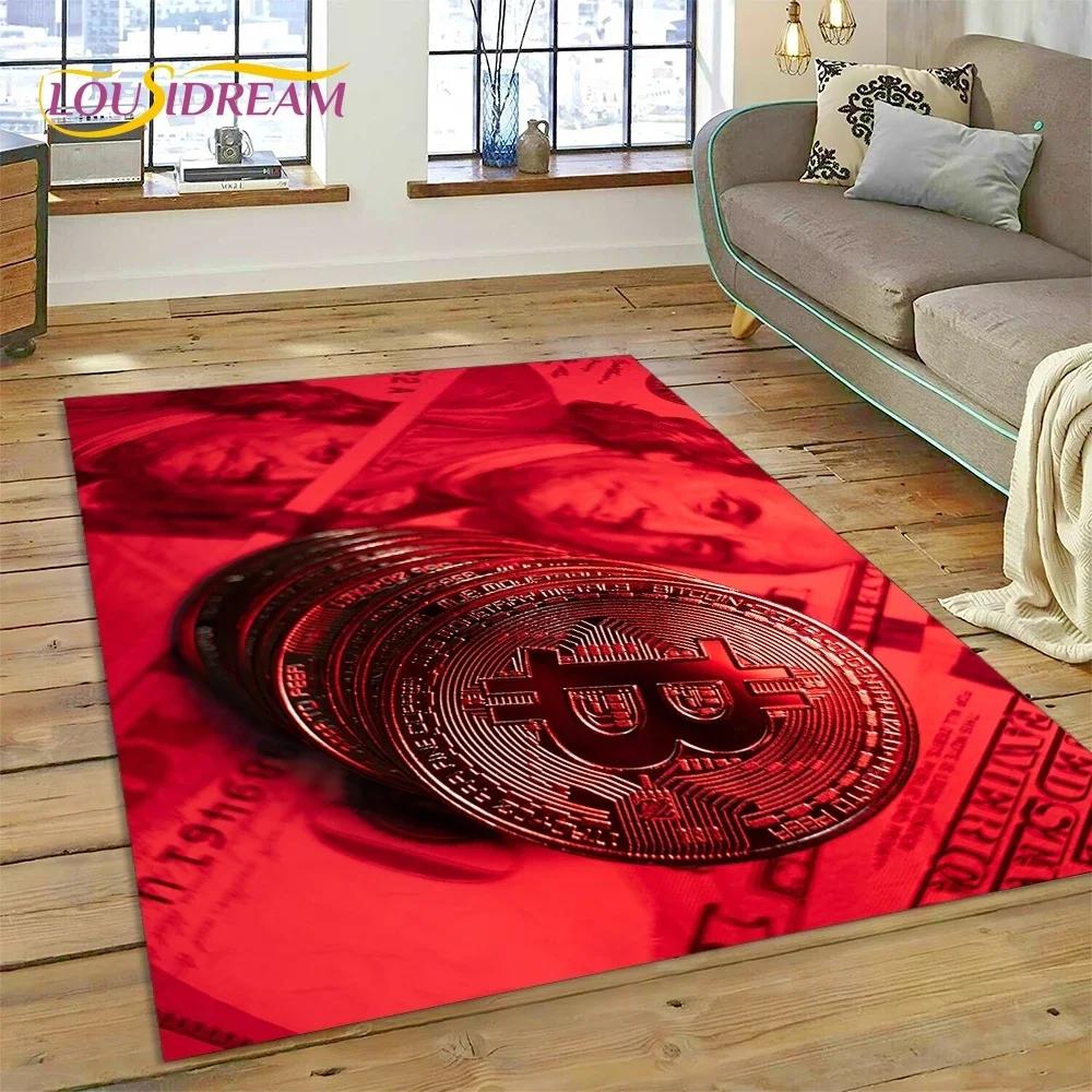 3D Ковер Bitcoin Виртуальная Валюта NFT для Спальни Гостиной Дома Декор Дивана, Детская Игра Большой Декоративный Напольный Коврик