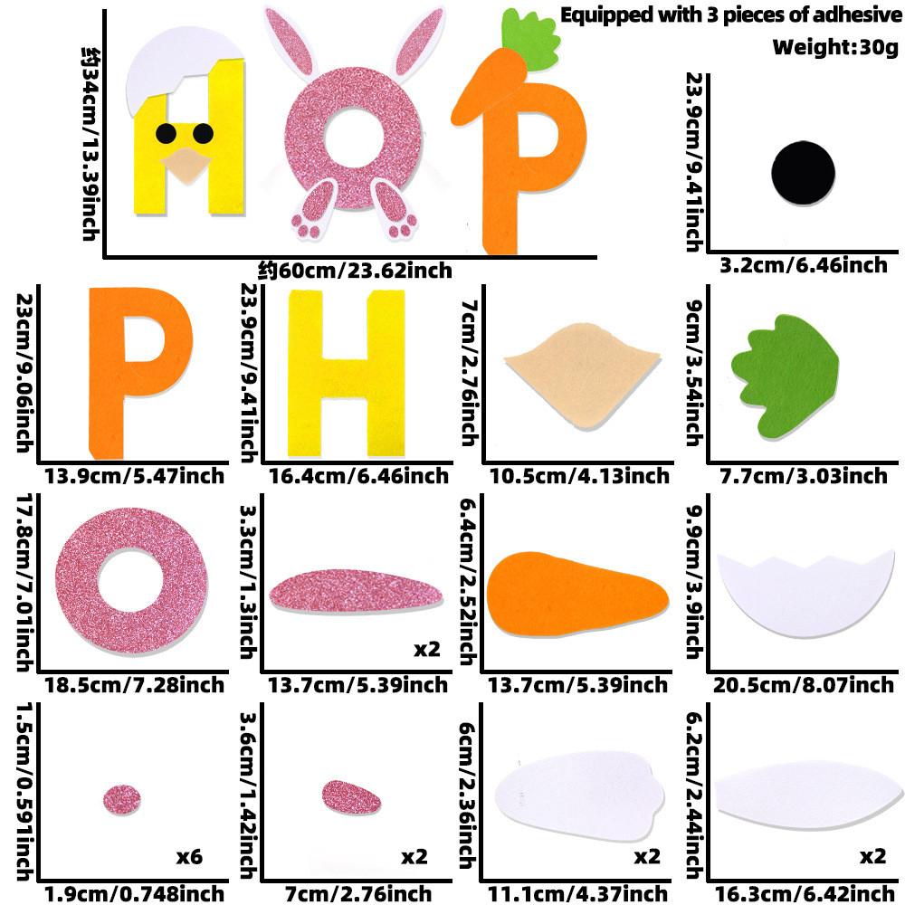 Красочный Декор Двери на Пасху с Ушками Кролика и Наклейками на Стену 'Счастливой Пасхи'