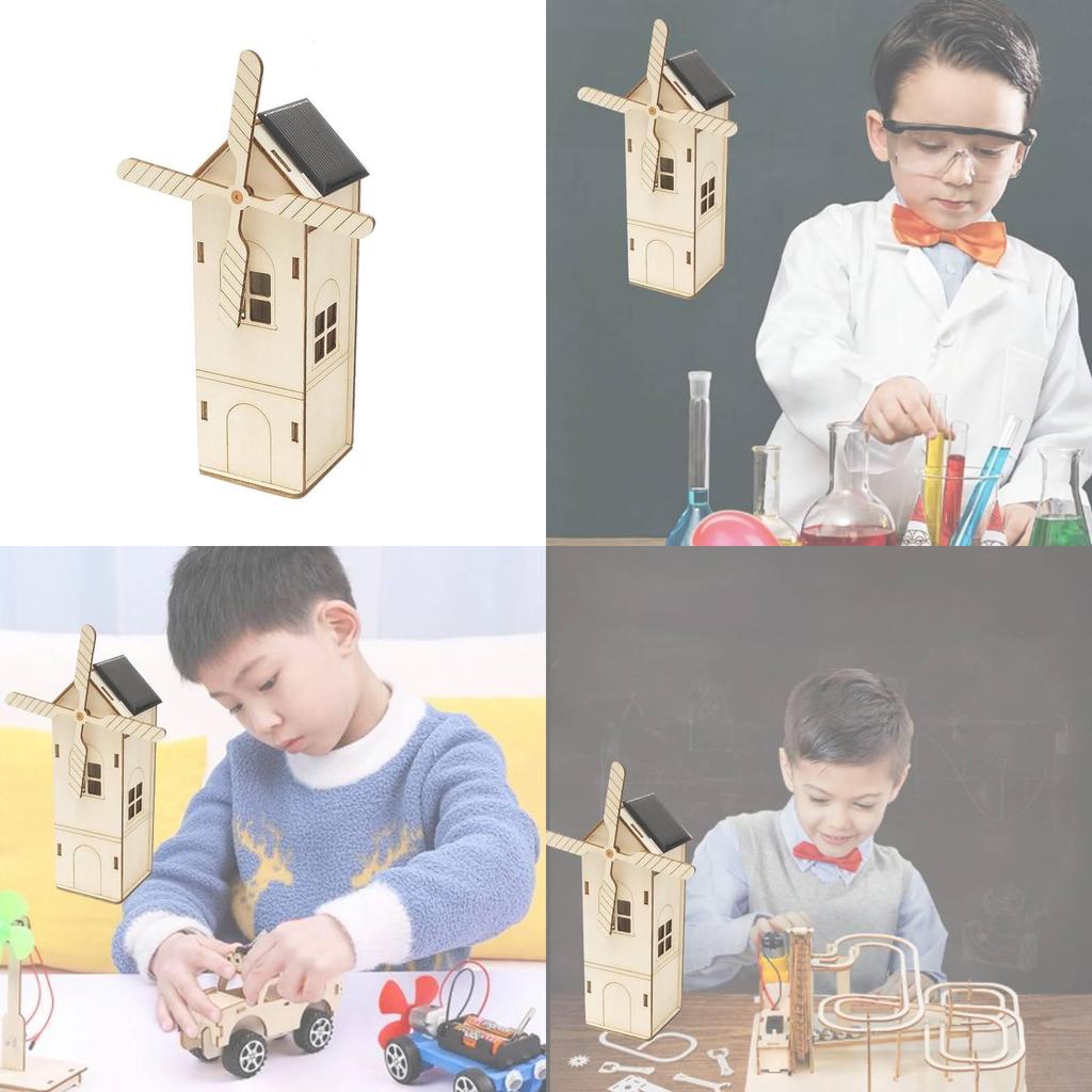 Деревянный дом-ветряк на солнечных батареях, набор для сборки DIY, для детей 7-14 лет, настраиваемая развивающая игрушка