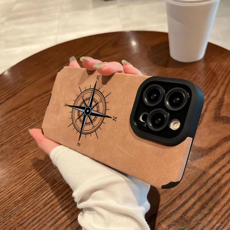 Vintage Compass Print Phone Case For iPhone 17Air 16 15 14 13 12 11 17 Pro Max 16E Plus X XR XS Max Shockproof Protective Cover