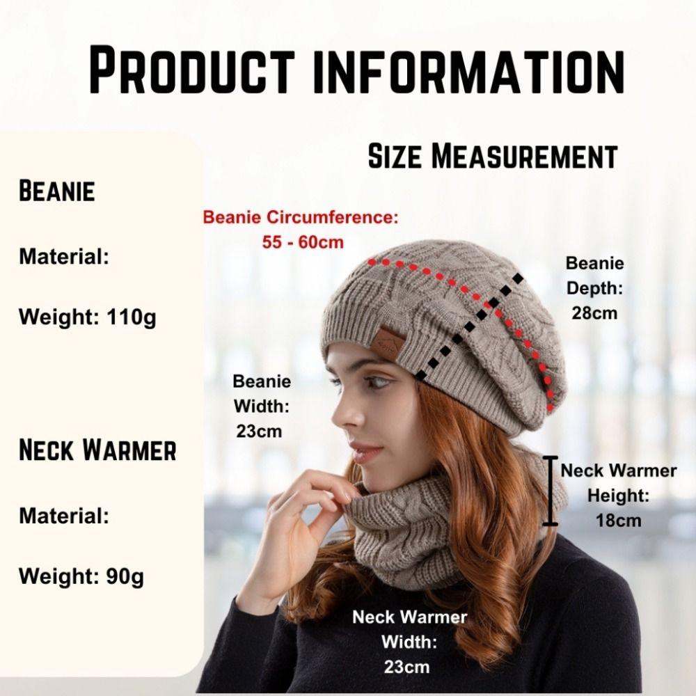 Stylish Design Thermal Knit Cap Thicken Warm Wool Hat Winter Beanie Hat Scarf Set Winter Season