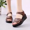 Fashion Wedges Heel Ladies Shoes Brown Leather No Summer 2024 Flat Rubber Footwear Sandals for Women Open Toe Outdoor Shoe Vip Sandal F