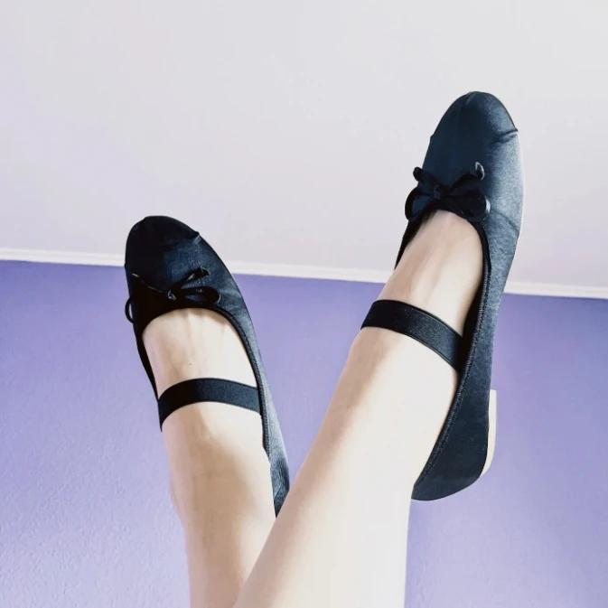 Балетки женские туфли на плоской подошве Туфли Мэри Джейн с круглым носком Женские туфли с бантом Шелковые атласные туфли на плоской подошве Женские туфли больших размеров Zapatos Retro Mujer