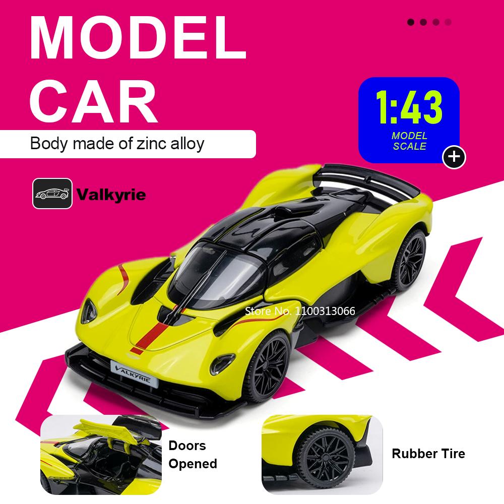 1:43 Валькирия V12 Спортивный Автомобиль Литая Модель из Сплава Игрушка Открывающиеся Двери Резиновые Шины Металлический Корпус Автомобиль Подарок на День Рождения для Автолюбителя