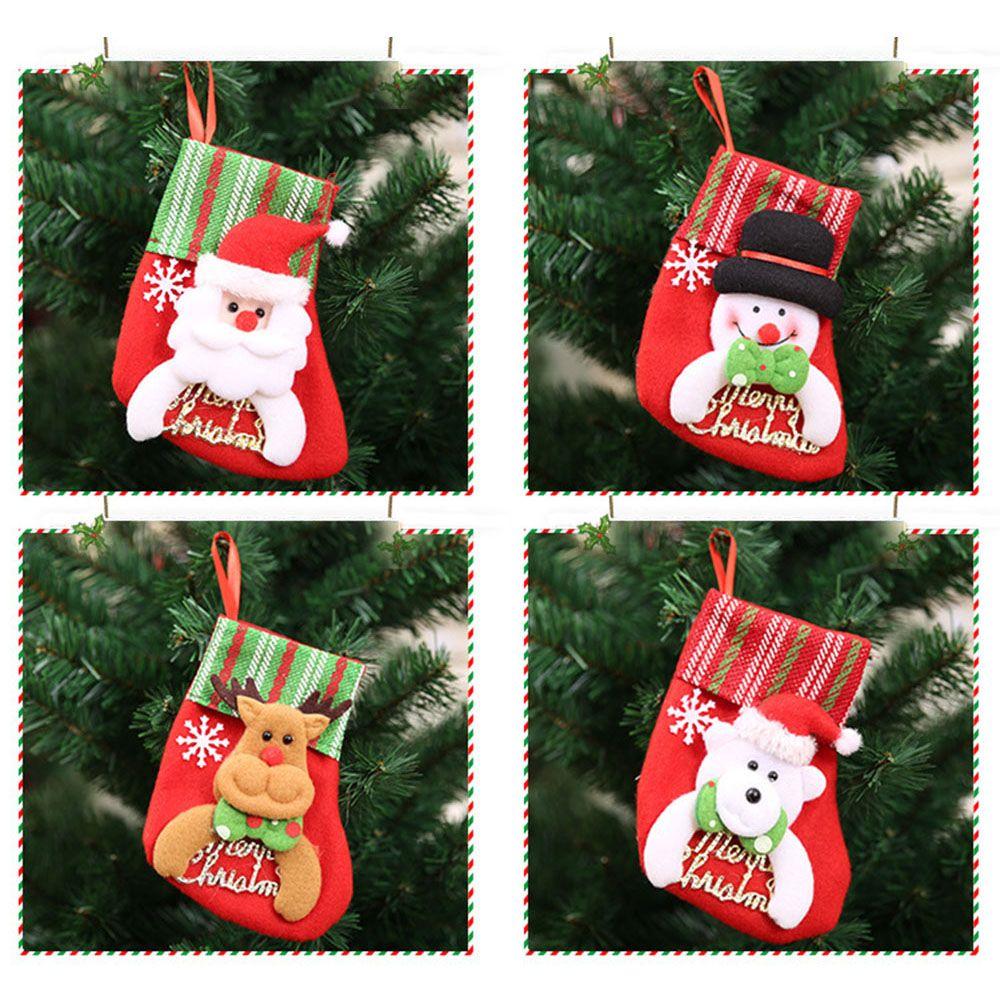 Lovely Hanging Socks New Year Decoration Candy Bag Christmas Ornament Xmas Tree Decor Stockings