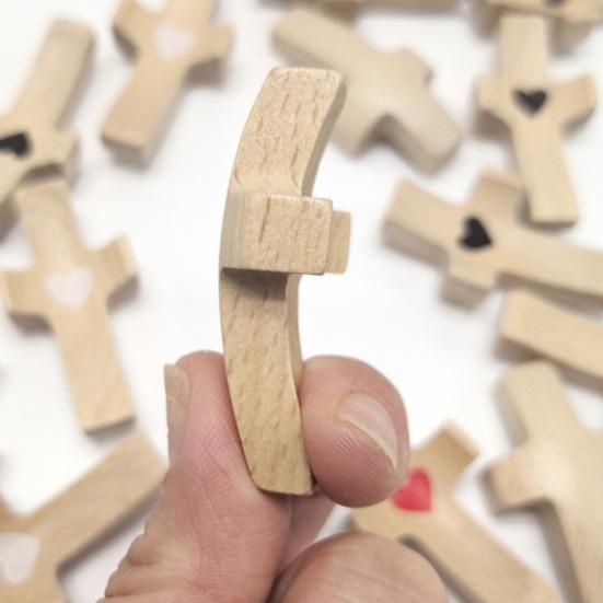 Деревянный крестообразный орнамент, комфортная поддержка в трудные времена, карманный брелок из ореха ручной работы