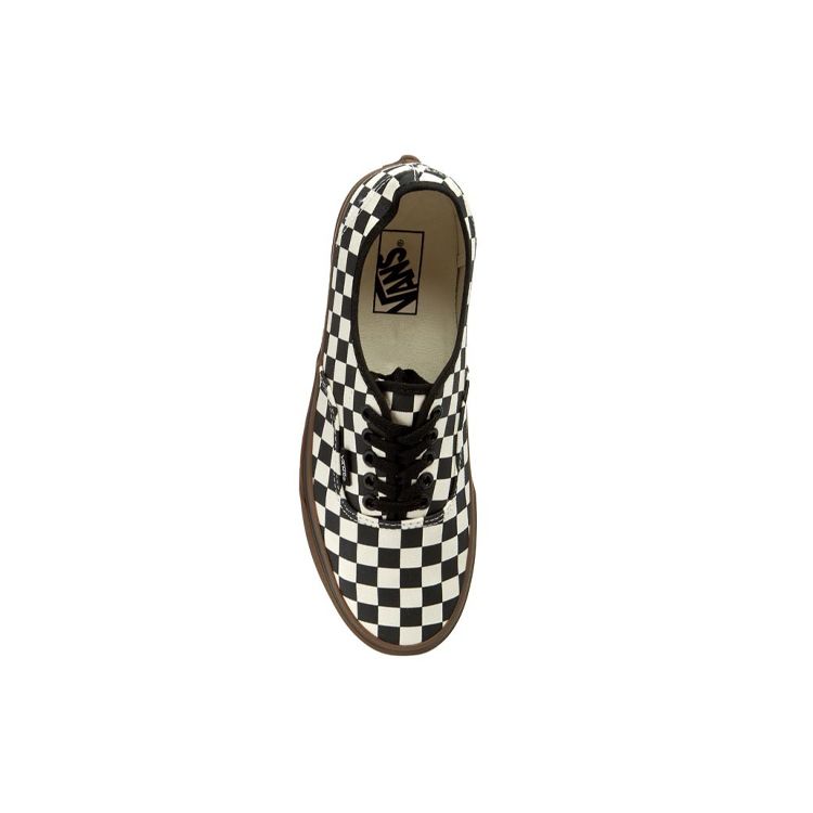 Vans Authentic Checkerboard — кроссовки унисекс Black Gum белые VN0004MKIBB