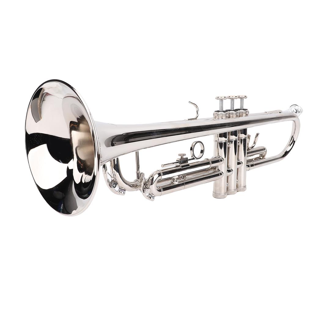 Bb Trumpet Set Silver Bright Sound Flexible Keys Brass Phosphor Copper Trumpet Set for Beginner Students