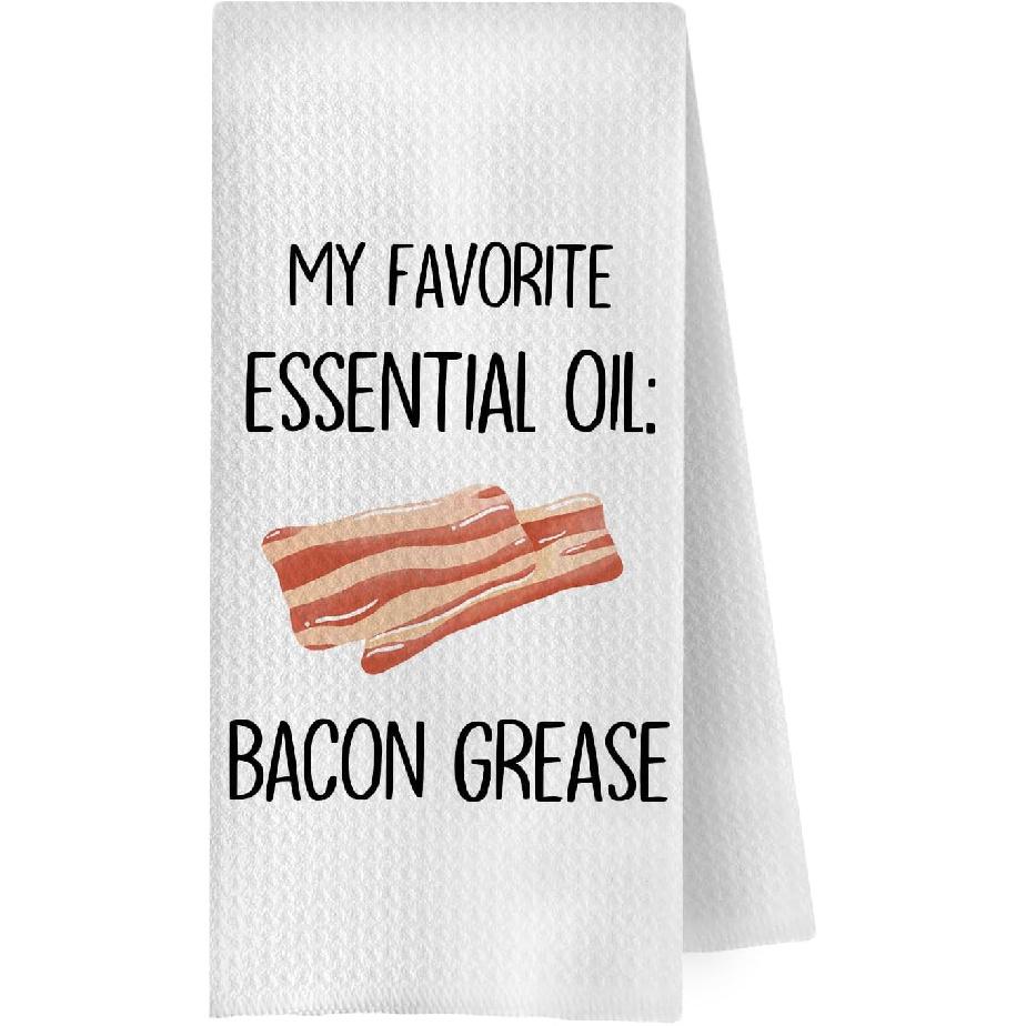 Funny Bacon Kitchen Towels - Bacon Gifts Decorative Waffle Weave Dish Towels, Funny Hand Towels for Kitchen, Bacon Gifts for Bacon Lovers, 16x24 Inch