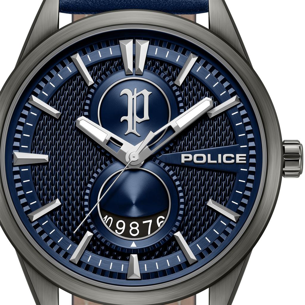 Часы STYLESHIFT Синий циферблат Кожаный ремешок PEWGB0092602 [POLICE][Оригинал] Мужские