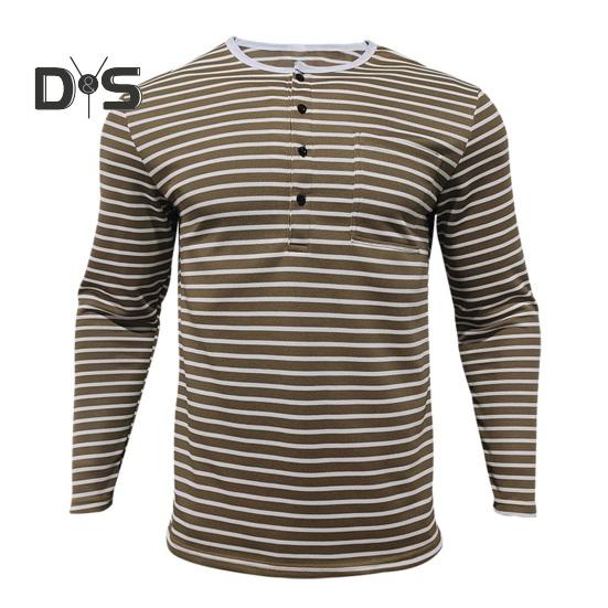 Осенне-весенний мужской топ с V-образным вырезом, полосатым принтом, цветной свитер с длинными рукавами, повседневная рабочая рубашка средней длины