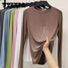 Women's Long-sleeved T-shirt Spring and Autumn Korean Version Loose Round Neck Ice Silk Bottoming Shirt Top