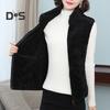 Женский осенне-зимний однотонный плюшевый жилет с воротником-стойкой, карманы без рукавов, карманы на молнии, утолщенный двухсторонний флисовый жилет, пальто