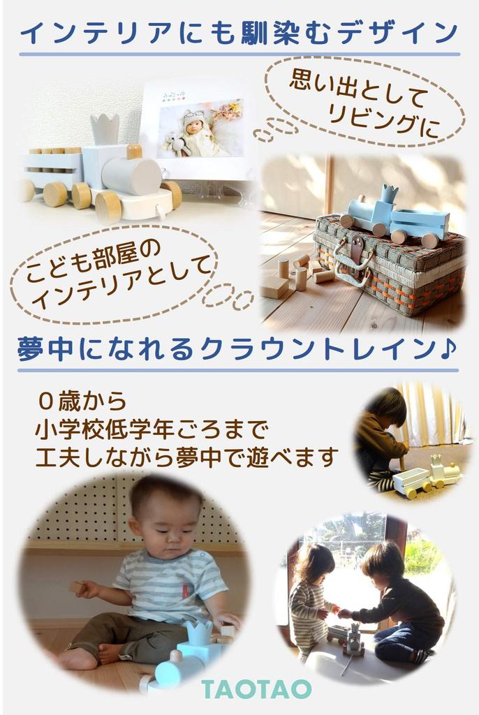 TAOTAO Building Blocks and Fun Crown Train Baby Toy - Place, Pull, (синий)