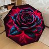1 шт. Зонт с узором из роз, Автоматическое открытие и закрытие, Зонт высокого качества, Идеальный подарок для нее 194