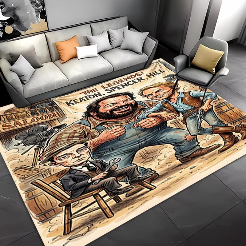 1pc Terence Hill and Bud Spencer Entrance Mat, Non-Slip Mat Area Rug,Room Decor, Outdoor Decor, Kitchen Rug,Doormat - Machine Washable, Easy to Clean