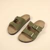 Fashion 2024 New Summer Women's Cork Slippers Casual Beach Double Buckle Non-slip Outside Nubuck Leather Slip On Slides Shoe for Women