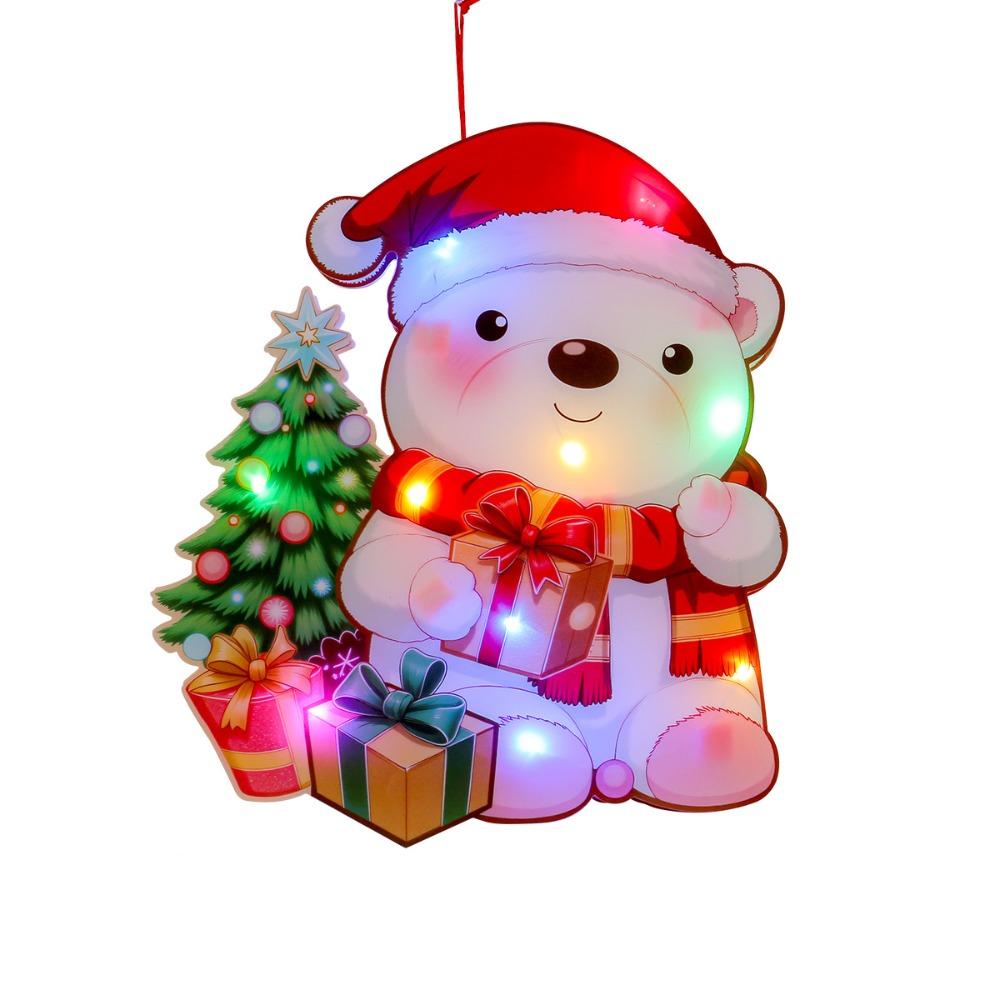 Colorful Lights Christmas Luminous Pendant Cartoon Christmas Decorations Pendant  Kids Gift