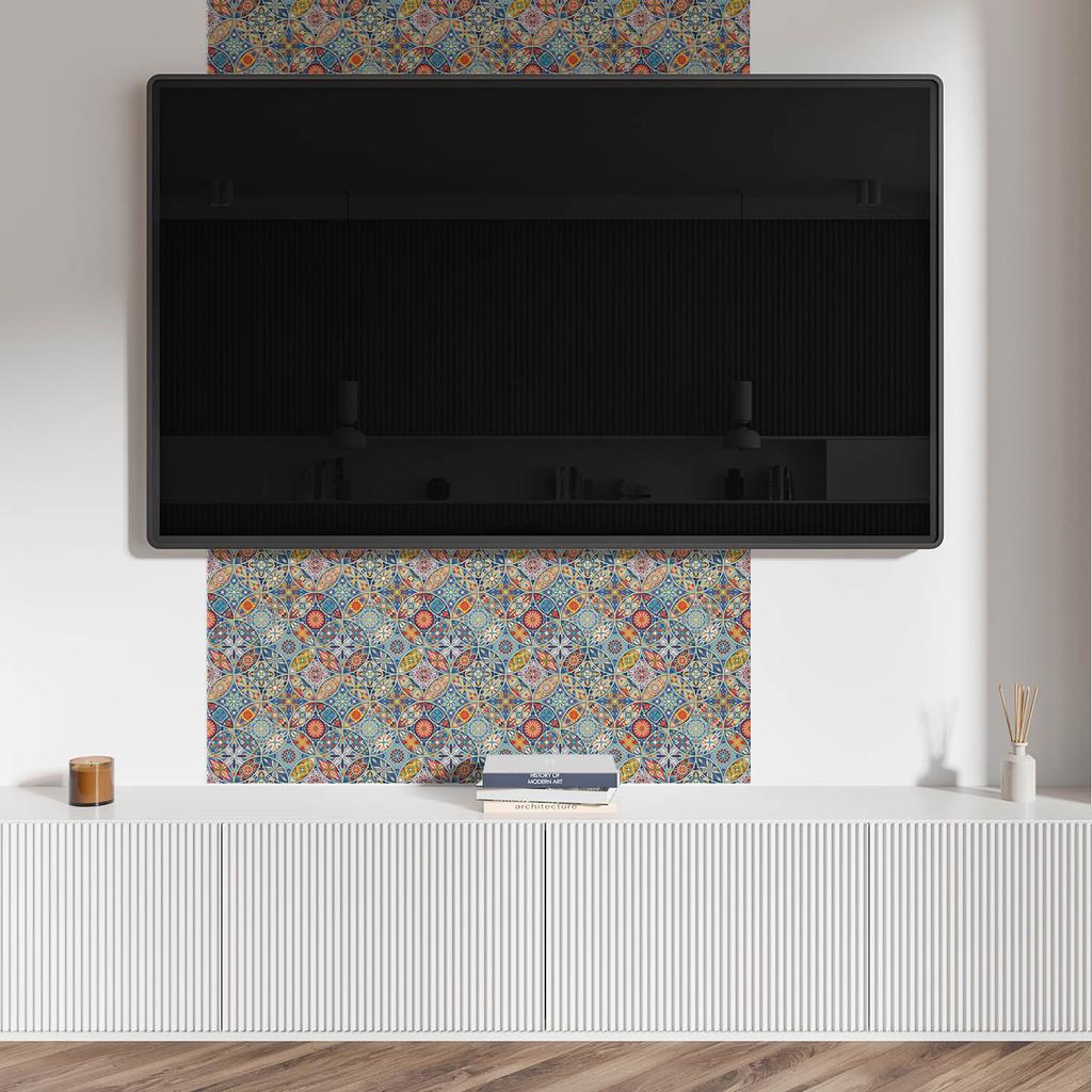 Ready-to-install vinyl tiles with decorative prints, mosaic patterns in symmetry, 20x20x20 cm