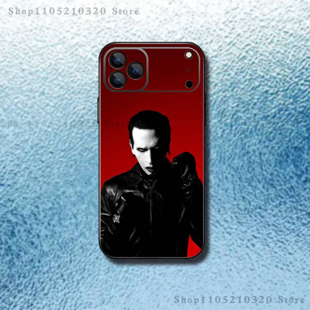 Чехол для телефона M-Marilyn M-Manson для iPhone 17,16,15,14,13,12,11,Pro Max,XSX,,XR,SE,Mini,8,7, Мягкий силиконовый черный чехол