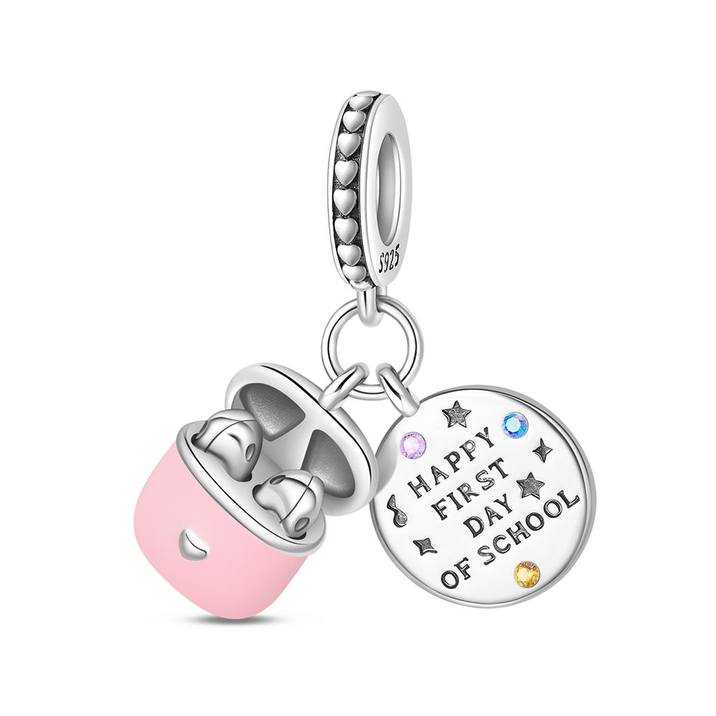 Copper Rubik'S Cube Pet Cat Charm Pink Cz Beads Dangle Pendant Fit Original Charms Bracelets Women Diy Jewelry Gift