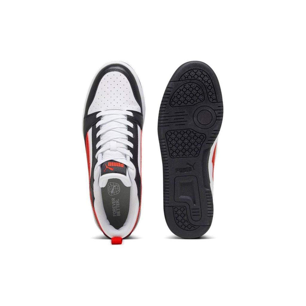 Puma Rebound V6 Low White Black Red Unisex Sneakers For-All-Time-Red 392328-04