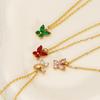 Color Titanium Steel Butterfly Necklace Light Luxury Diamond Malachite Green Clavicle Chain Personalized Pendant Jewelry