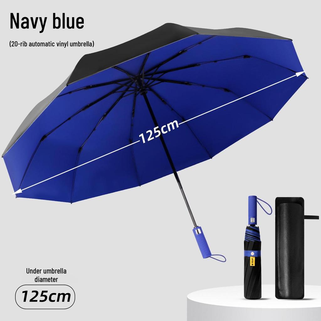 Усиленный ветрозащитный очень большой черный зонт для троих - Двойного назначения для солнца и дождя