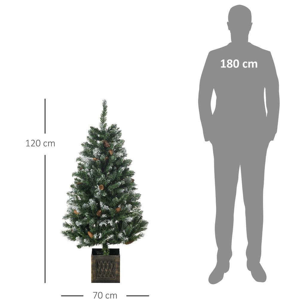 Artificial Christmas Tree 120cm Snowy Christmas Tree with 328 Branches and Metal Stand Green Christmas Decoration