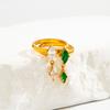 European and American ins rhombus zircon fringed stainless steel ring, French smart plain ring ring micro-inlaid hand jewelry