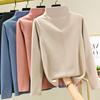 Women's 2024 Autumn/Winter Velvet Half-High Collar Slim Long-Sleeve Top