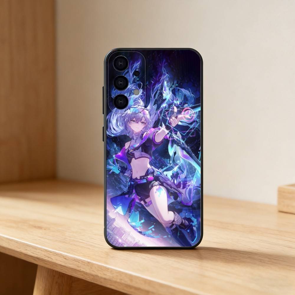 Чехол для телефона H-Honkai Silver Game Wolf для Samsung S25,24,21,22,23,30,Ultra,20,Plus,Fe,Lite,Note Мягкий Черный Чехол
