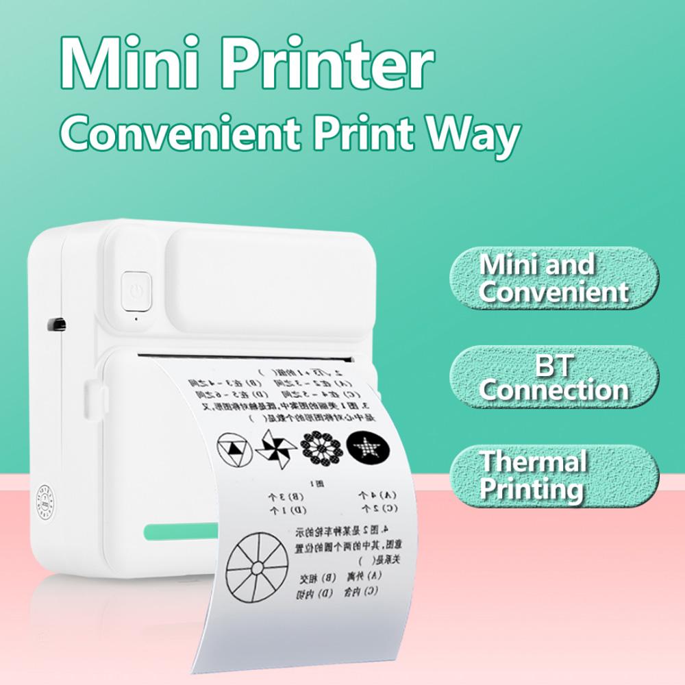 Компактный портативный мини-принтер Bluetooth с термотехнологией для студентов