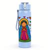 1PC Virgin Mary Heart Floral Frame 750ml Color Plastic Sports Water Bottle Leakproof Flip Straw Lid For Sports Office Home Use
