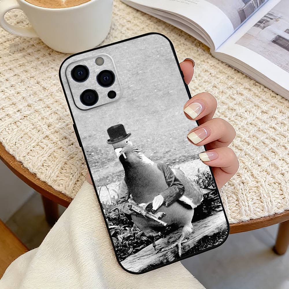 Funny p-pigeon mischief Phone Case For iPhone 17, 16,15,14,13,12,11 Plus,Pro Max, Others Soft Black Cover