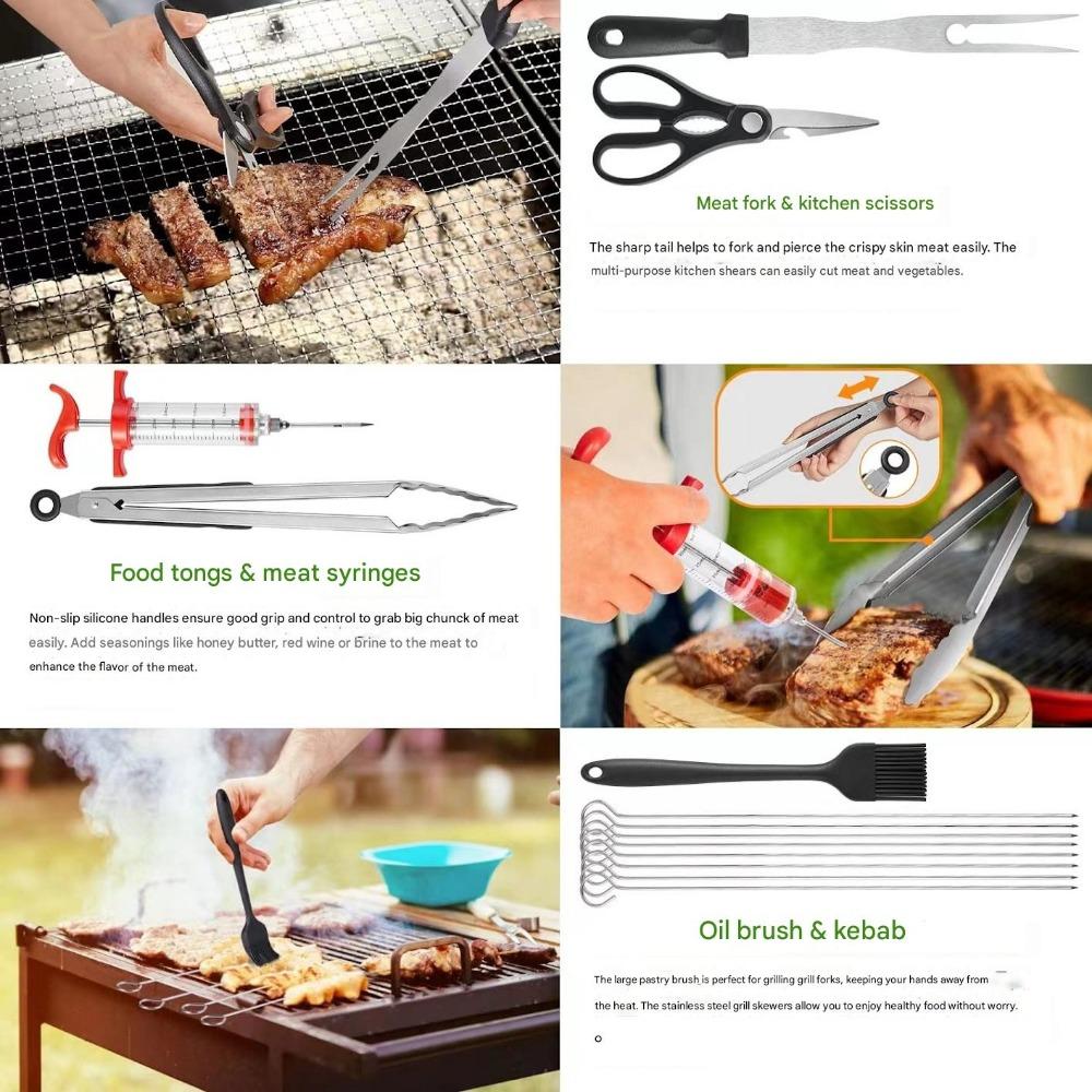 Набор инструментов для барбекю из нержавеющей стали для барбекю на открытом воздухе, лопатка для барбекю, лопатка для приготовления пищи, комбинация тарелок, инструменты для барбекю