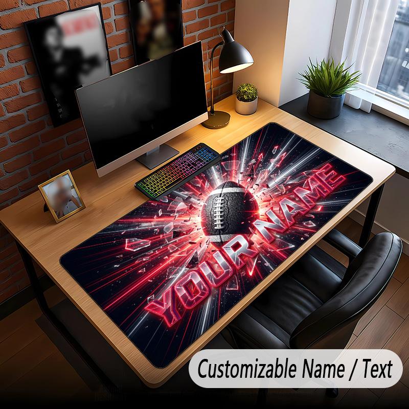 American Football Theme Custom Mouse Pad Personalized With Name Text Customized Desk Mat For Office Home Decor