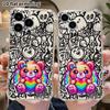 Phone Case: 2D flat suitable for iPhone 18 17 16 15 14 13 Pro, transparent corner protection case, rainbow heart bear, Christmas and Halloween gifts
