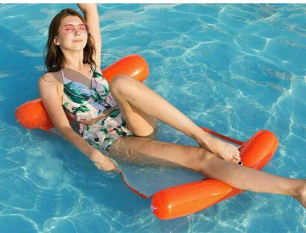 Inflatable Floating Water Hammock Float Pool Lounge Bed Swimming Chair Water Lounger Air Mattresses