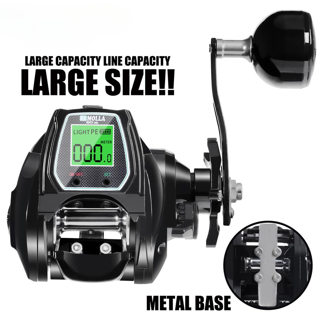New Large Deep Sea Electronic Fishing Reel Baitcasting Saltwater Waterproof 6.4:1 16KG Drag Catfishing Trolling Metal Base