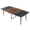 Conference Table, 2400 mm Boat Shaped Office Meeting Table for 10 Person, Modern Large Boat Meeting Desk with Metal Legs, for Office, Boardroom,