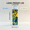 1PC Vivid Color Cartoon Graffiti Print 750ml Color Plastic Sports Water Bottle Leakproof Flip Straw Lid Suitable for Sports Office Home Use