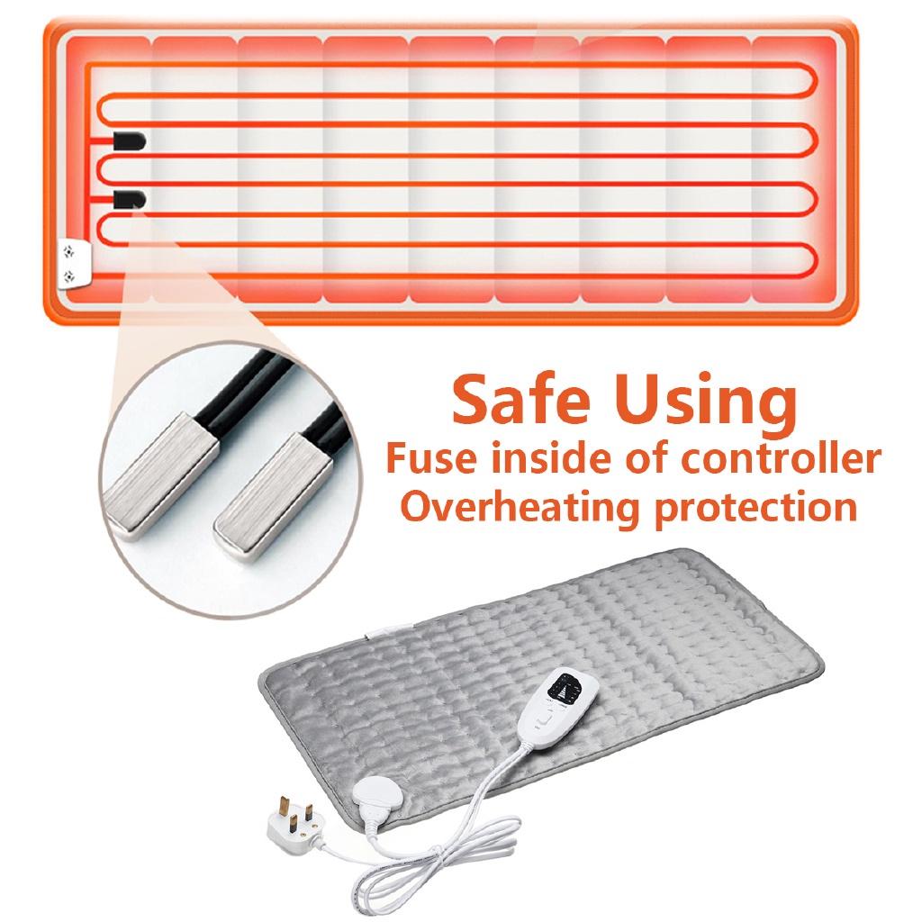 75 Вт, 6 настроек нагрева, электрическая термотерапия, грелка для спины, шеи, облегчение боли в теле, мягкая ткань, серый таймер, безопасный, уютный