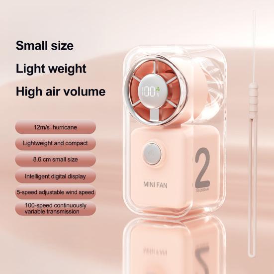 Mini Handheld Fan Transparent Cyber Portable Small Fan with Digital Display 3