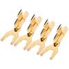 4PCS Pure Copper Spade Speaker Connector Gold Plated Speaker Wire Plug  For AV Receivers