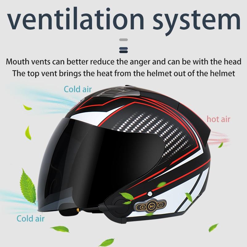 Защитная шапка для мотоцикла, противотуманный шлем с двойной линзой и Bluetooth, полушлем с BT