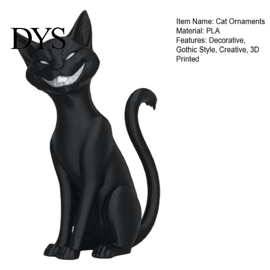 Статуэтка Черной Кошки для Хэллоуина, 3D-печатная Фигурка, Зловещее Настольное Украшение в Готическом Стиле, Реквизит для Фотографии, Темное Фэнтези, Сидящая, для Домашнего Стола