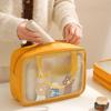 Large Capacity Cartoon PVC Cosmetic Bag Square Wash Pouch Portable Transparent Makeup Bag  Storage