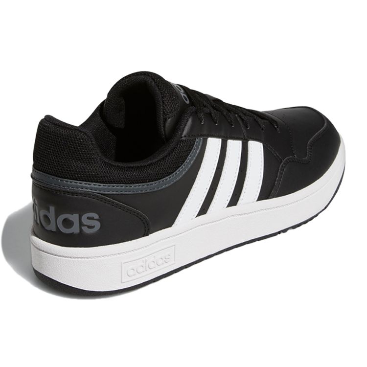 adidas Hoops 3.0 Low Core черные серые мужские кроссовки Cloud-White Grey-Six GY5432
